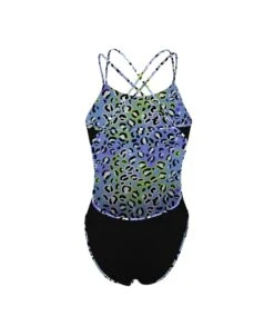EVANS REVERSIBLE - JUNGLE VIOLET/VERT FLUO -MAILLOTS - COMBIS Magasin evans reversible jungle violetvert fluo 3